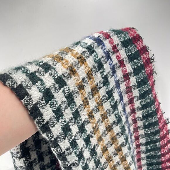 Women’s Funky Plaid Fringe Blanket Scarf Multicolor 52” x 54” - Picture 5 of 5
